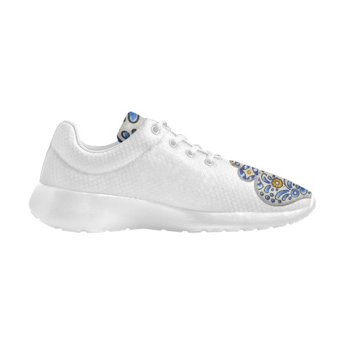Blue and Yellow Heart Women's Athletic Shoes (Model 0200)