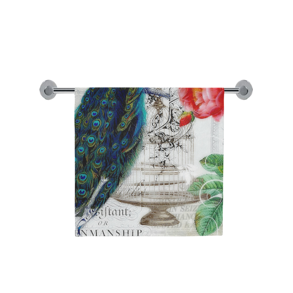 peacock and roses Bath Towel 30"x56"