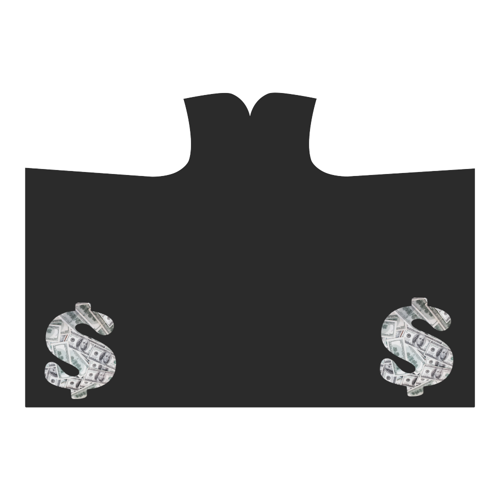 Hundred Dollar Bills - Money Sign Black Hooded Blanket 80''x56''
