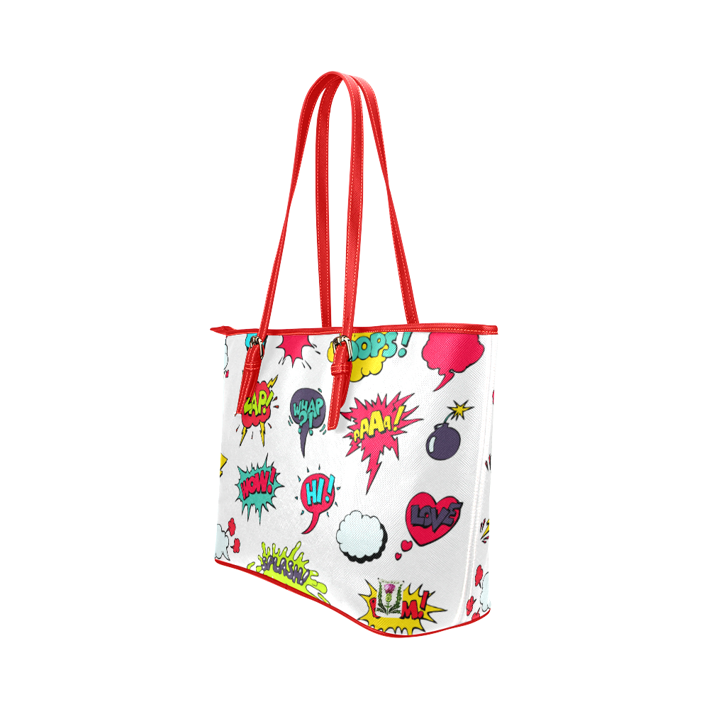 Fairlings Delight's Pop Art Collection- Comic Bubbles 53086q2 Leather Tote Bag/Small (Model 1651)
