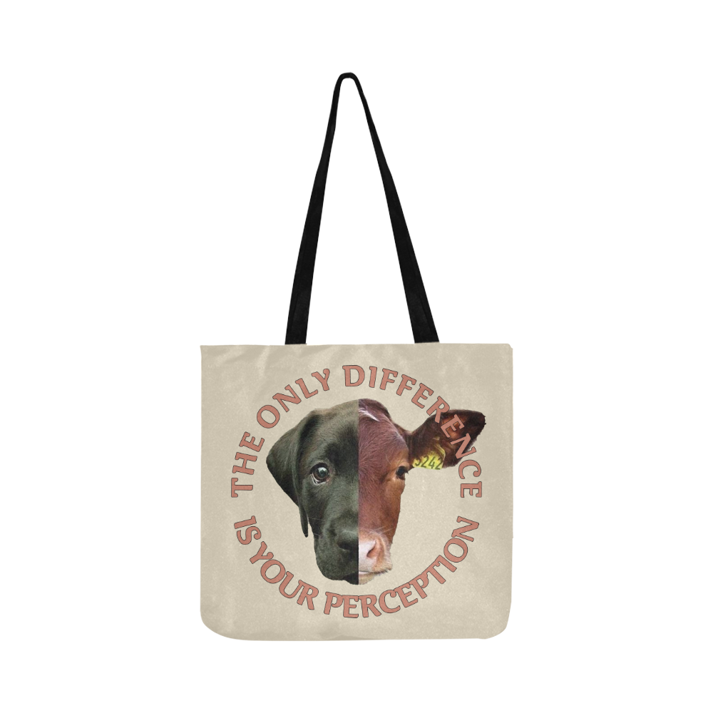 Vegan Cow and Dog Design with Slogan Reusable Shopping Bag Model 1660 (Two sides)