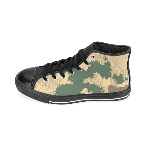 Three-Tone Camo Men’s Classic High Top Canvas Shoes /Large Size (Model 017)
