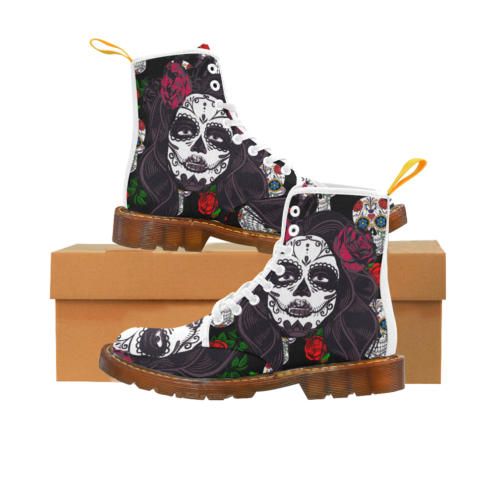 mexican skull lady Martin Boots For Women Model 1203H