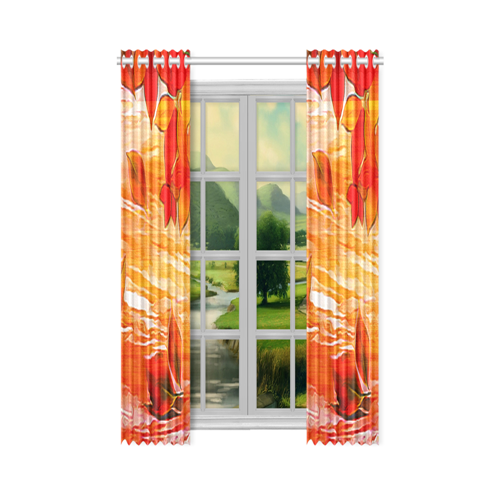 Red Leaves New Window Curtain 50" x 108"(One Piece)