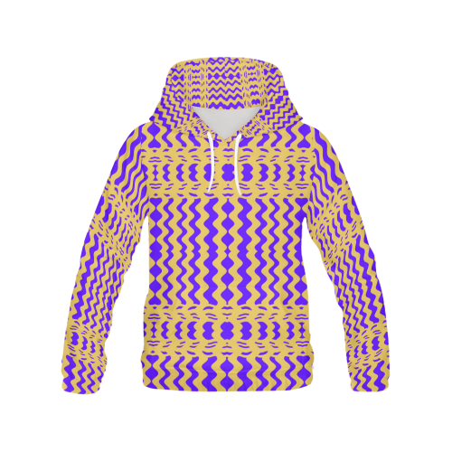 Purple Yellow Modern  Waves Lines All Over Print Hoodie for Men/Large Size (USA Size) (Model H13)