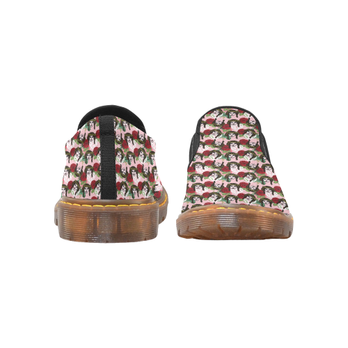 vintage hippie girl pattern pnk Martin Women's Slip-On Loafer (Model 12031)