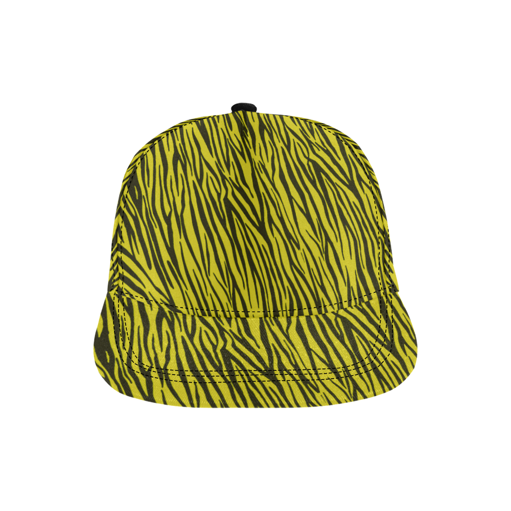 Yellow Zebra Stripes Pattern All Over Print Snapback Hat D