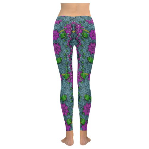the most beautiful flower forest on earth Women's Low Rise Leggings (Invisible Stitch) (Model L05)