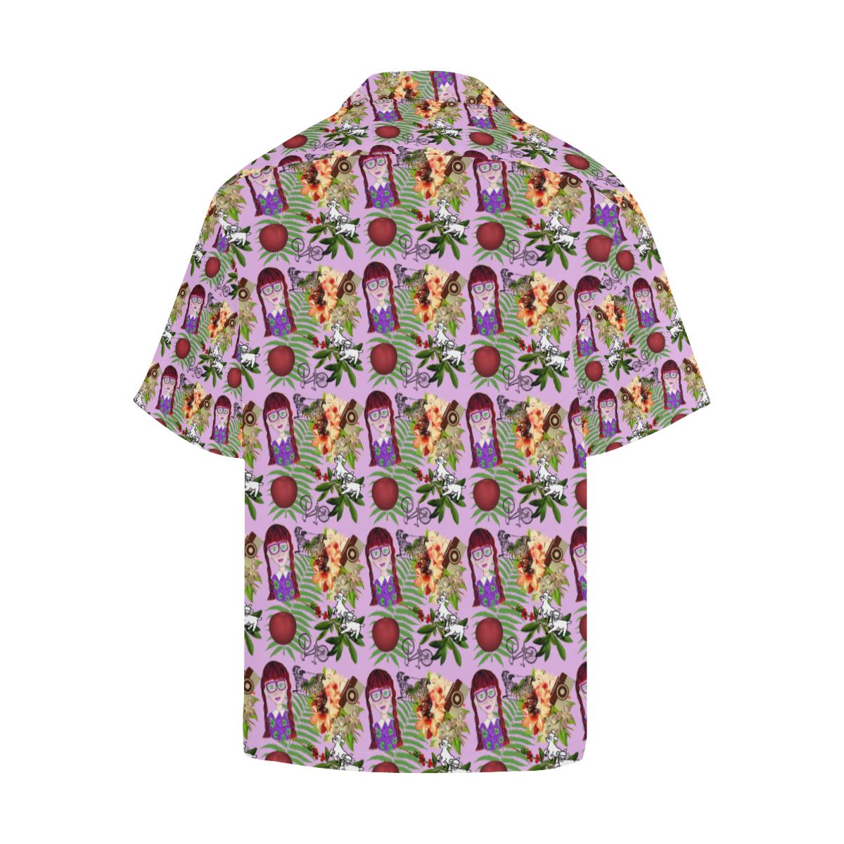 purple glasses girl pattern lilac Hawaiian Shirt (Model T58)