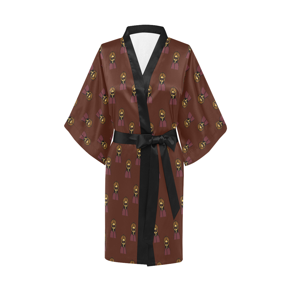 nerdy 60s  girl pattern red Kimono Robe