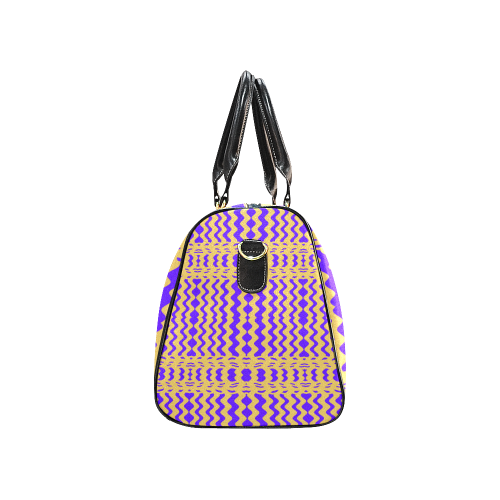 Purple Yellow Modern  Waves Lines New Waterproof Travel Bag/Large (Model 1639)