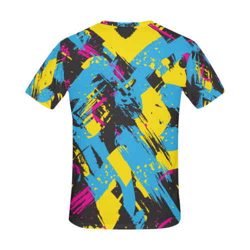 Colorful paint stokes on a black background All Over Print T-Shirt for Men (USA Size) (Model T40)