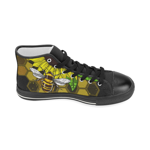 Hippie Sunflower Bees Shoes Women's Classic High Top Canvas Shoes (Model 017)