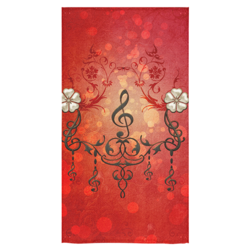 Music clef with floral design Bath Towel 30"x56"