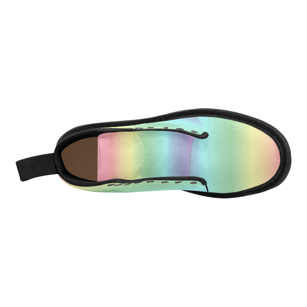 Pastel Rainbow Martin Boots for Men (Black) (Model 1203H)