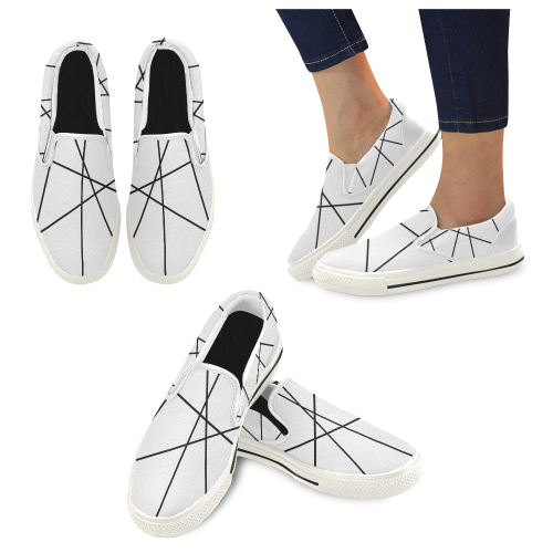 Lineas-Blancas Women's Slip-on Canvas Shoes (Model 019)