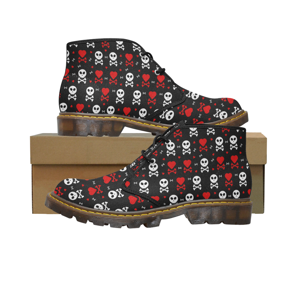 Skull Hearts Women's Canvas Chukka Boots/Large Size (Model 2402-1)