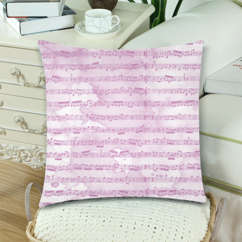 Watercolor Purple Sheet Music Custom Zippered Pillow Cases 18"x 18" (Twin Sides) (Set of 2)
