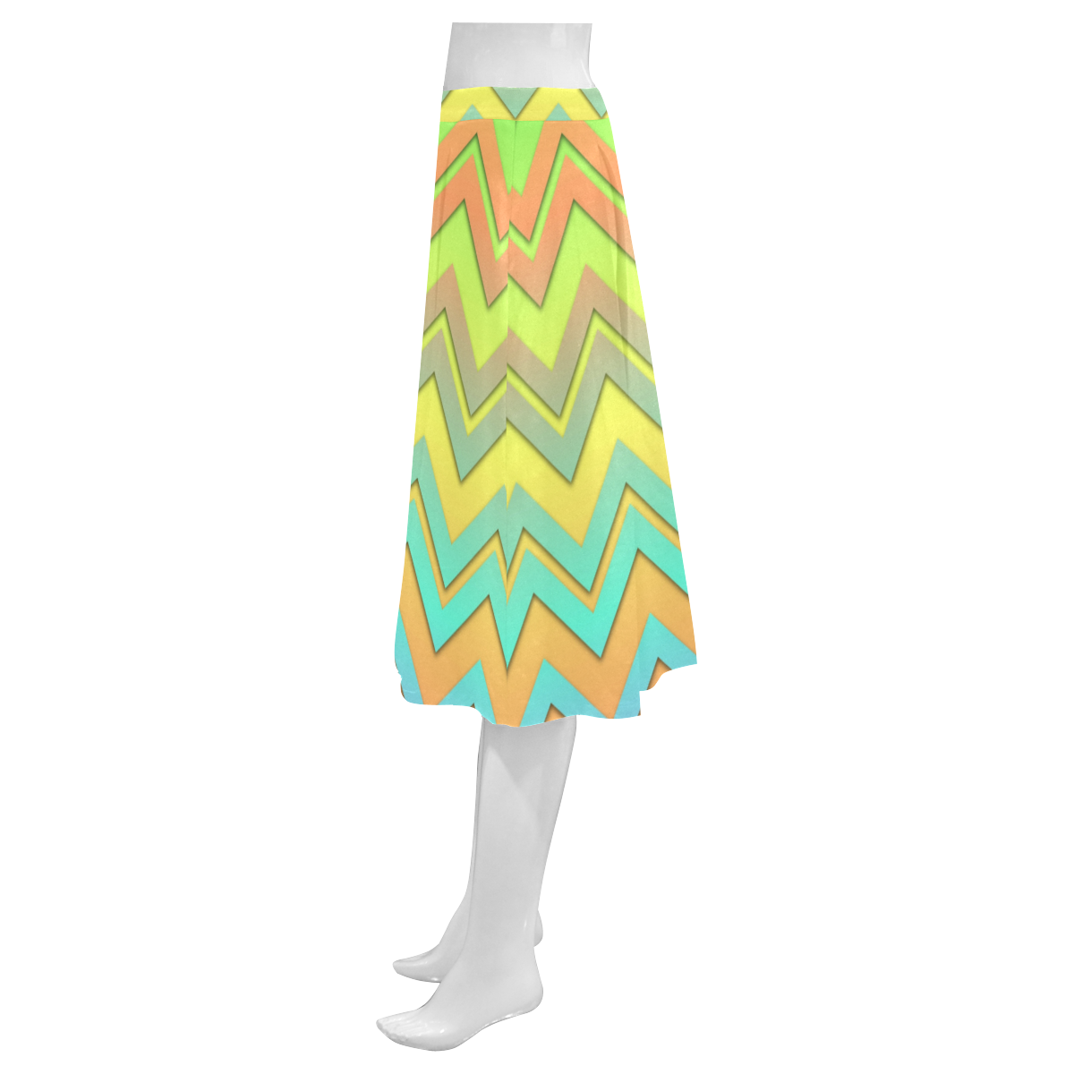 Summer Chevrons Mnemosyne Women's Crepe Skirt (Model D16)