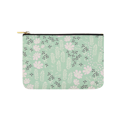 Mint Floral Pattern Carry-All Pouch 9.5''x6''