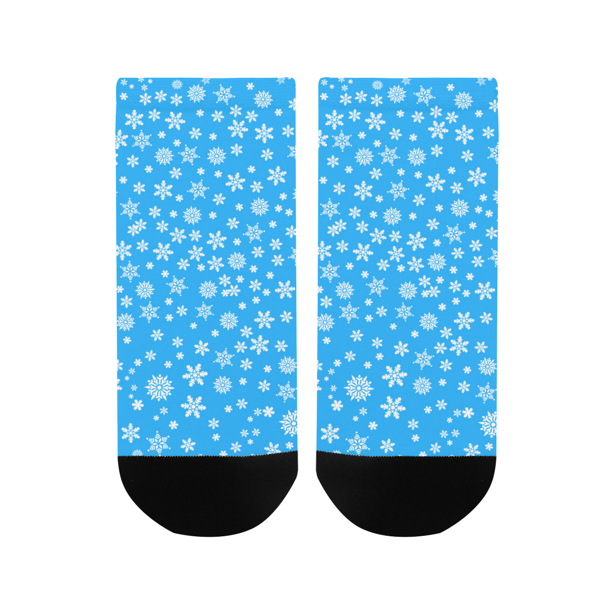 Christmas White Snowflakes on Light Blue Men's Ankle Socks