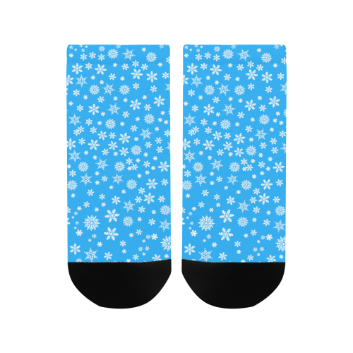Christmas White Snowflakes on Light Blue Men's Ankle Socks