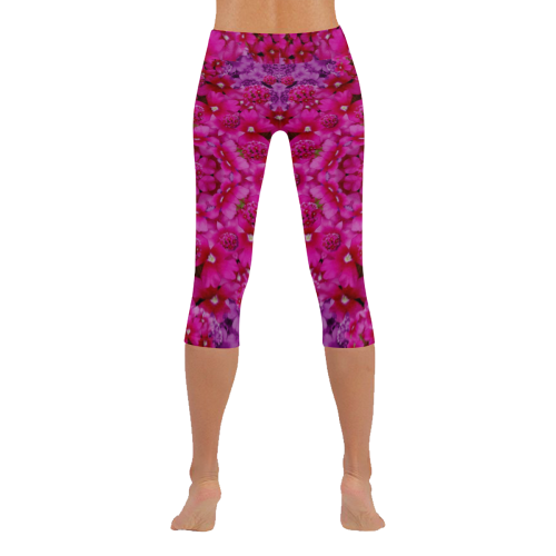 flower suprise to love and enjoy Women's Low Rise Capri Leggings (Invisible Stitch) (Model L08)