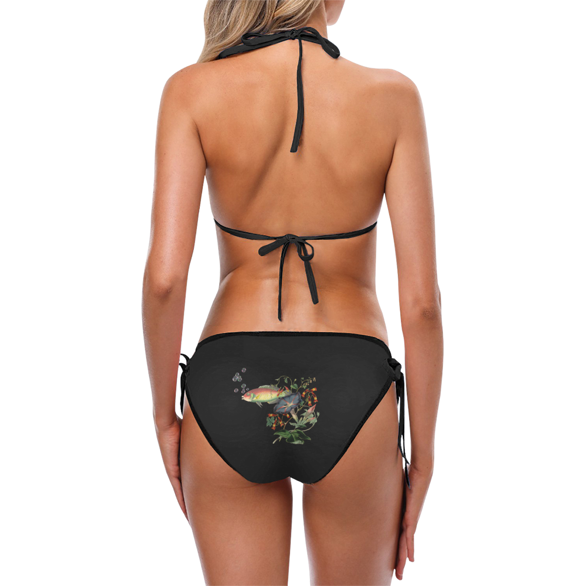 Fish With Flowers Surreal Custom Bikini Swimsuit (Model S01)