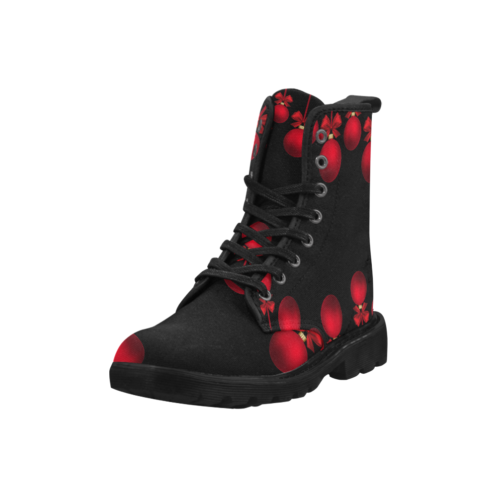 Red Christmas Ornaments with Bows Martin Boots for Women (Black) (Model 1203H)