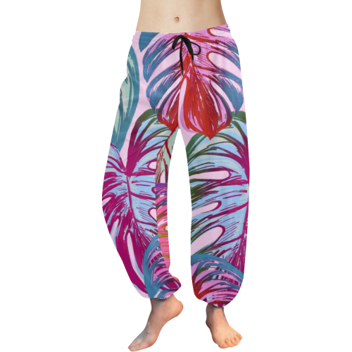 Pretty Leaves B by JamColors Women's All Over Print Harem Pants (Model L18)
