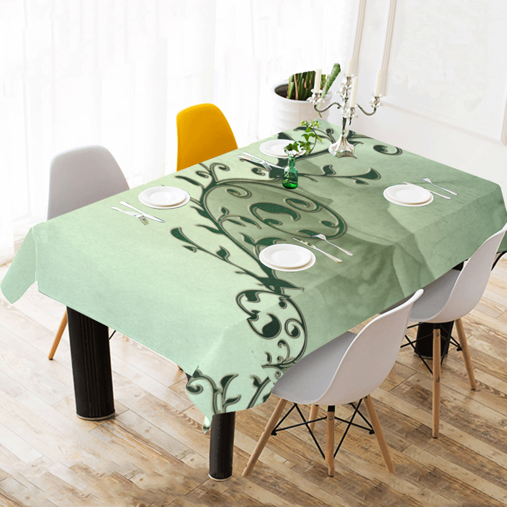 Wonderful flowers, soft green colors Cotton Linen Tablecloth 60"x120"