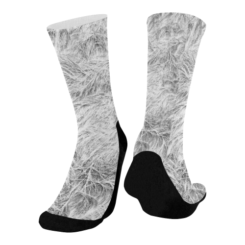 textured fur Mid-Calf Socks (Black Sole)