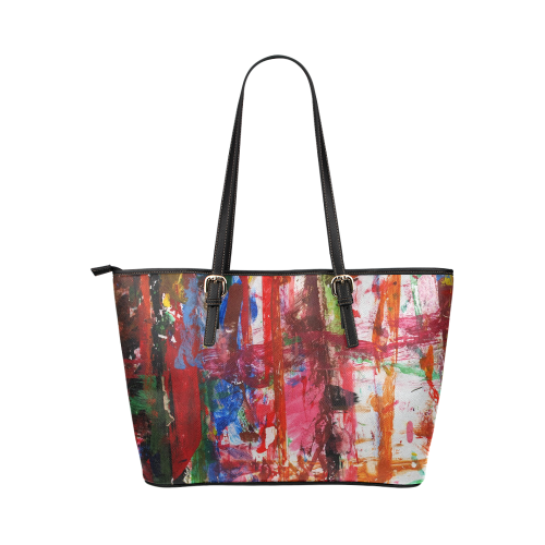 Paint on a white background Leather Tote Bag/Large (Model 1651)