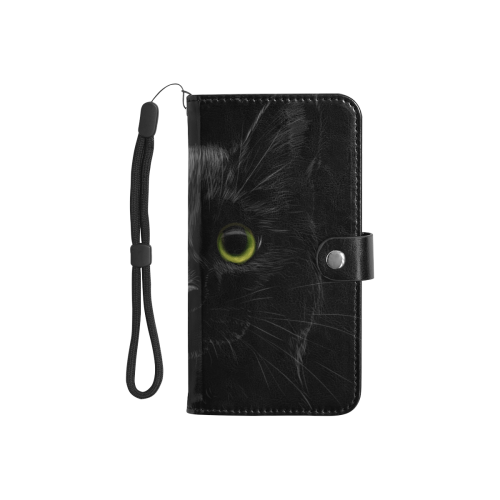 Black Cat Flip Leather Purse for Mobile Phone/Small (Model 1704)