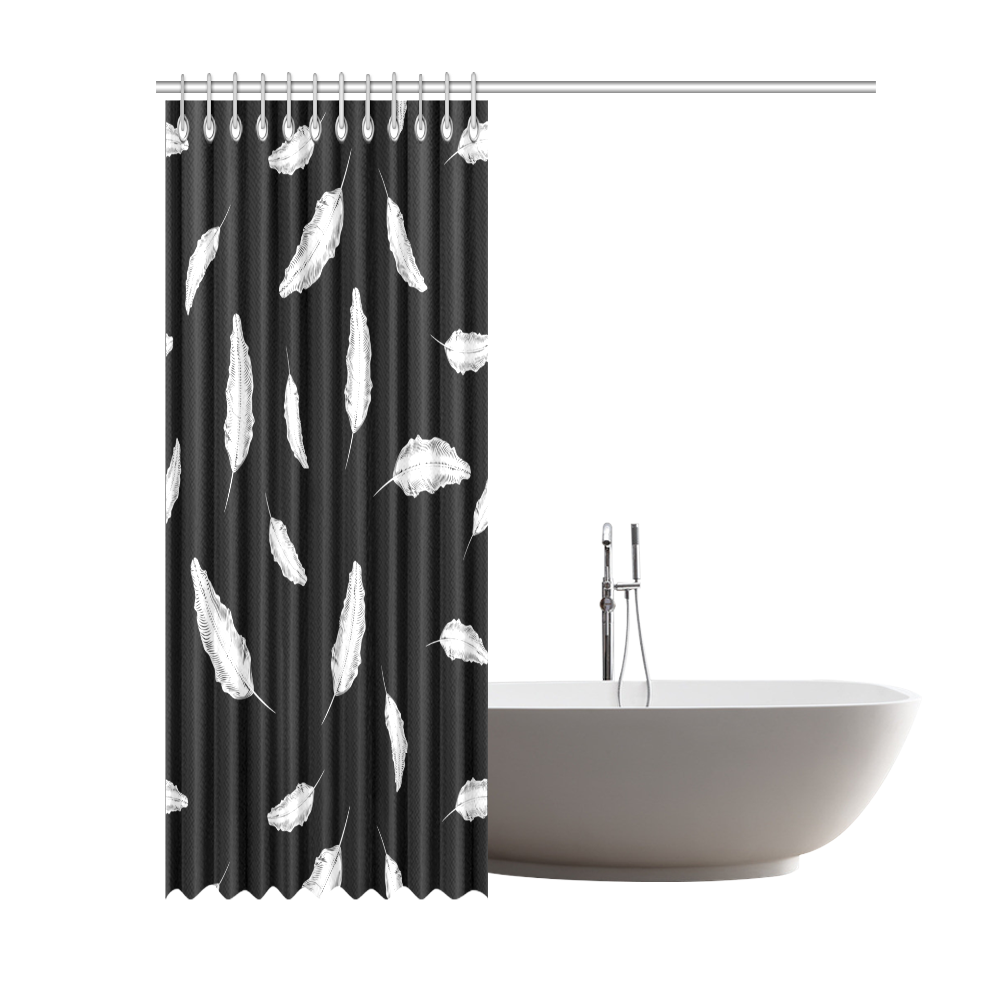 White Feathers Shower Curtain 69"x84"