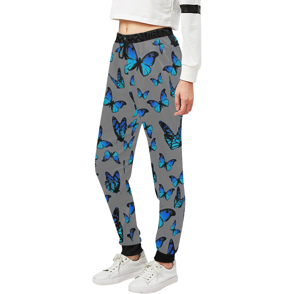 blue butterflies Unisex All Over Print Sweatpants (Model L11)
