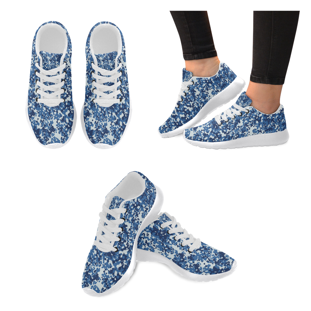 Digital Blue Camouflage Men’s Running Shoes (Model 020)