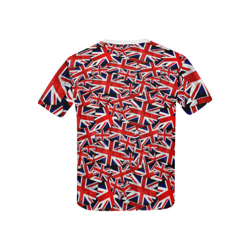 Union Jack British UK Flag Kids' All Over Print T-Shirt with Solid Color Neck (Model T40)