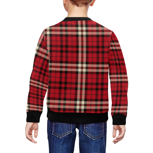 stripe red All Over Print Crewneck Sweatshirt for Kids (Model H29)
