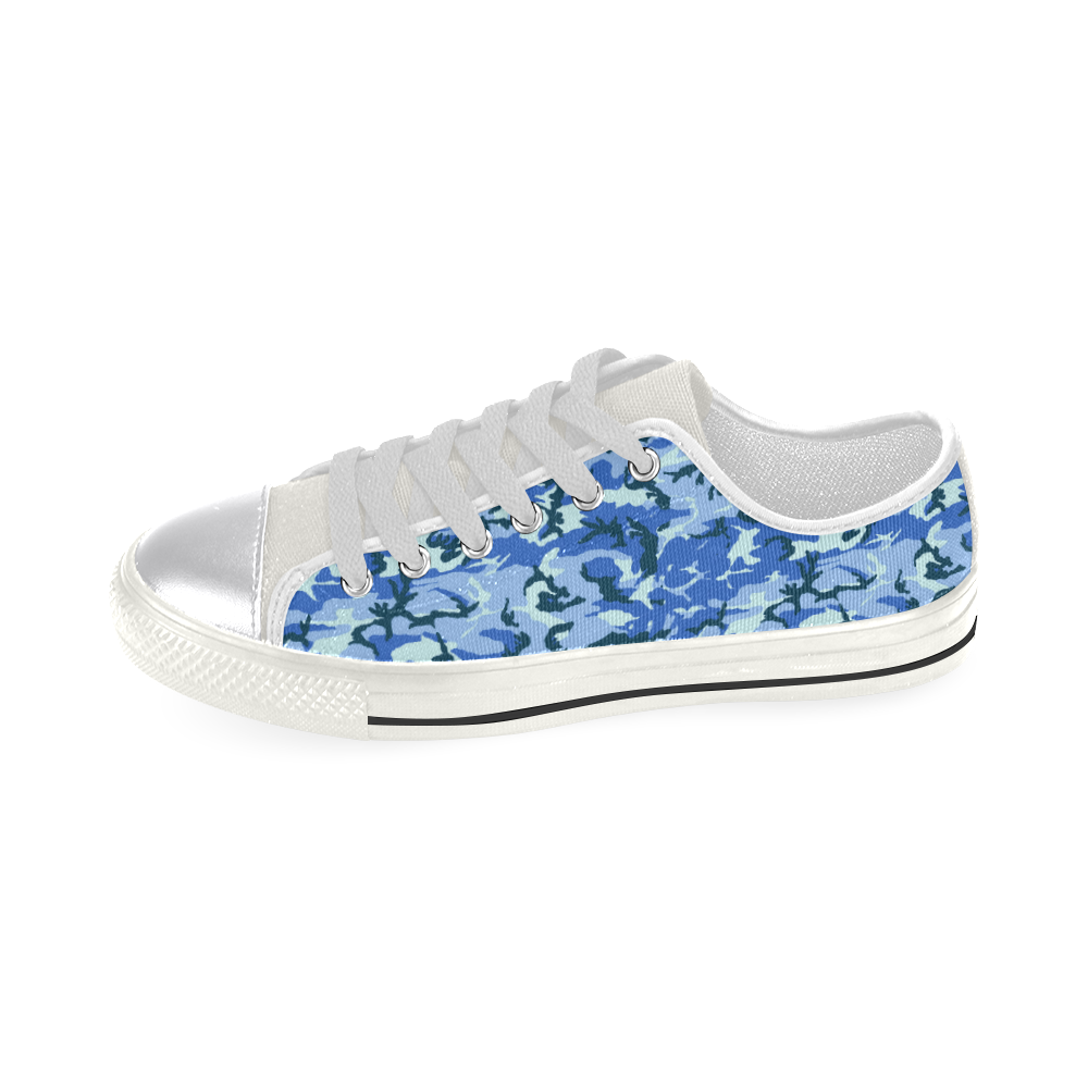 Woodland Blue Camouflage Women's Classic Canvas Shoes (Model 018)