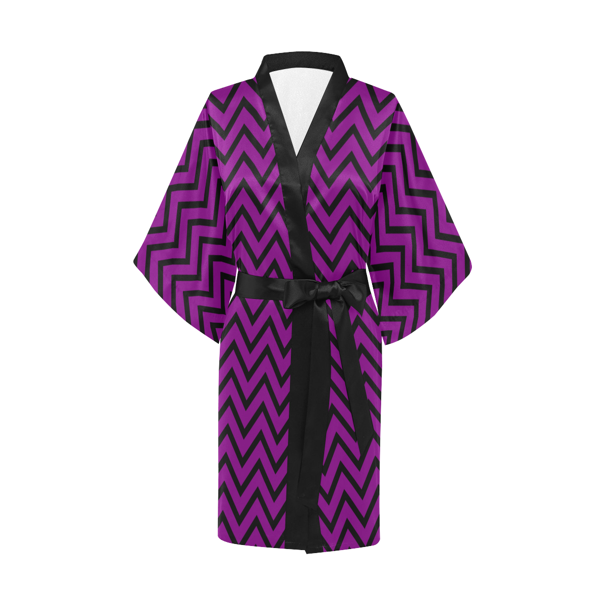 Black and Purple Chevron Kimono Robe