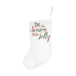 Christmas 'Tis The Season on White Christmas Stocking (Without Folded Top)