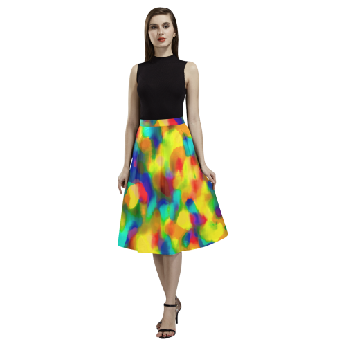 Colorful watercolors texture Aoede Crepe Skirt (Model D16)