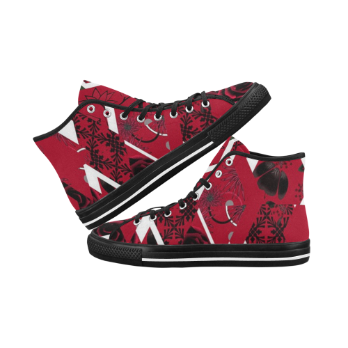 red roses and dimonds design womens shoes Vancouver H Women's Canvas Shoes (1013-1)