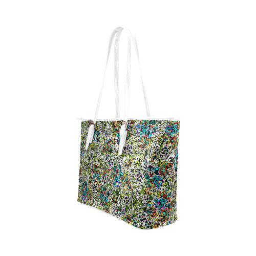 Multicolored Abstract Pattern Leather Tote Bag/Small (Model 1651)