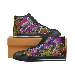 Ocean Psychedelic Magic Mushrooms Shoes Women's Classic High Top Canvas Shoes (Model 017)