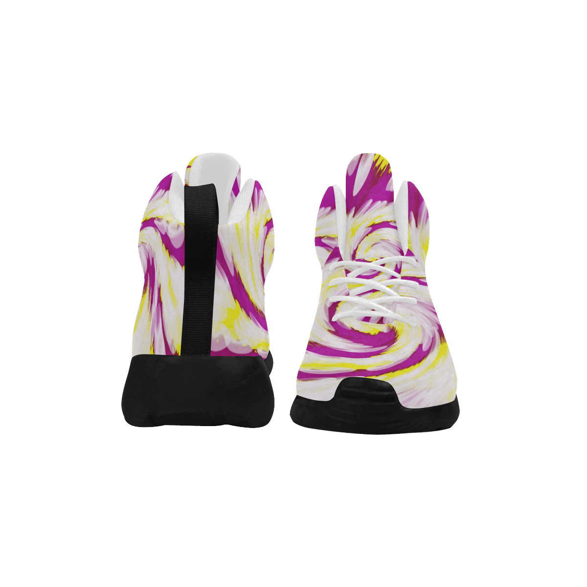 Pink Yellow Tie Dye Swirl Abstract Women's Chukka Training Shoes/Large Size (Model 57502)
