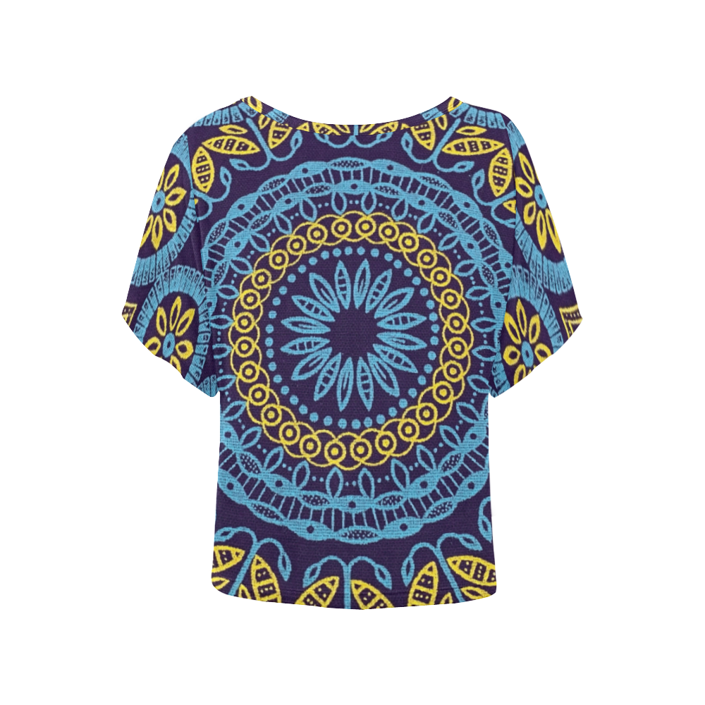 MANDALA PLANETS ALIGN Women's Batwing-Sleeved Blouse T shirt (Model T44)