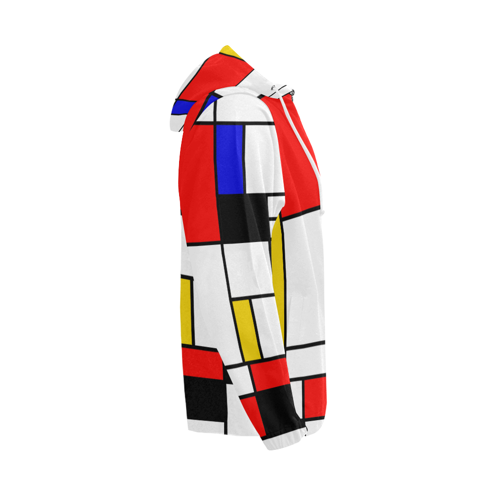 Bauhouse Composition Mondrian Style All Over Print Full Zip Hoodie for Men/Large Size (Model H14)