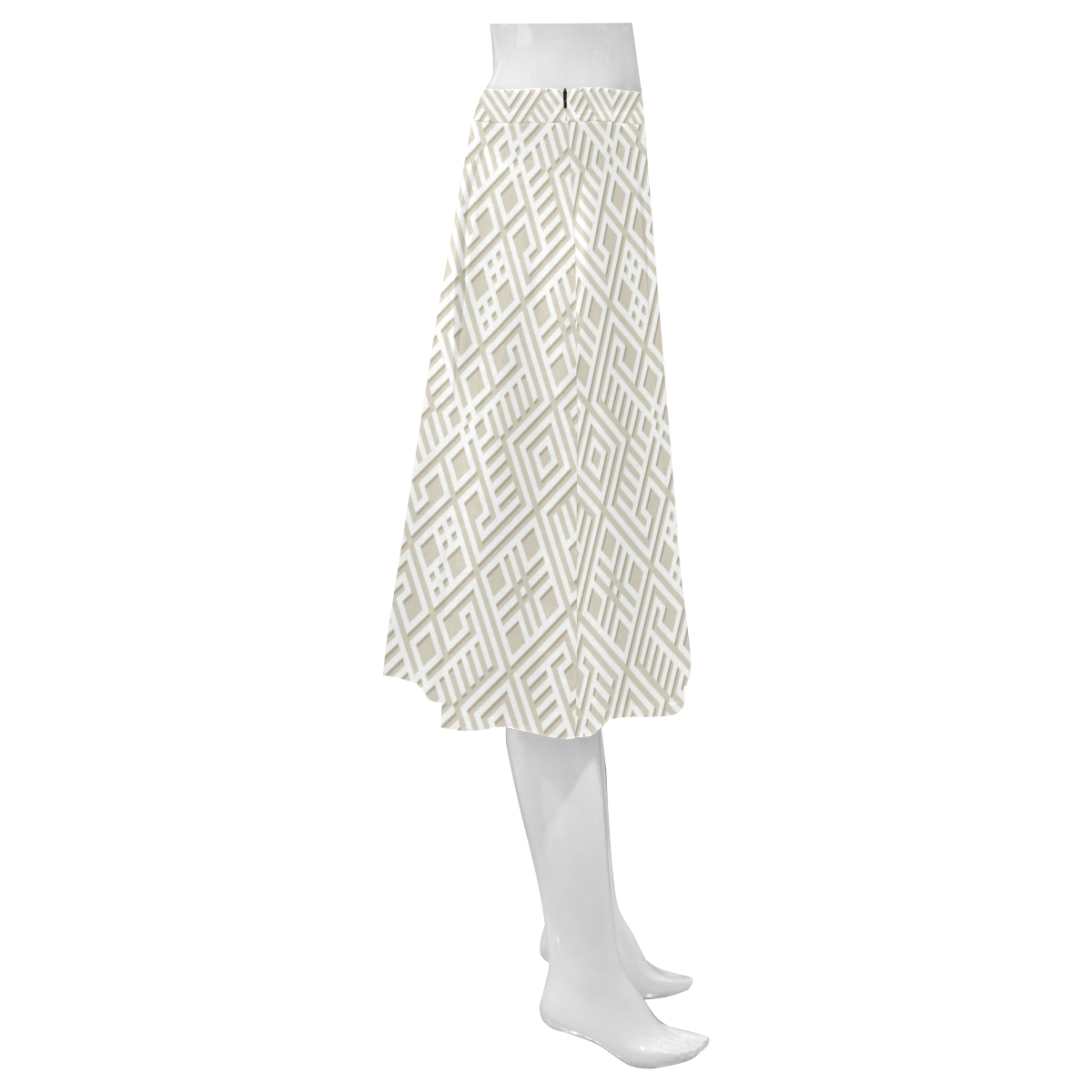 White 3D Geometric Pattern Mnemosyne Women's Crepe Skirt (Model D16)